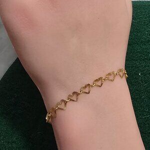 Sterling Silver Gold Heart Bracelet